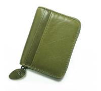 WildOath Portefeuille en cuir pour cartes de crédit avec organiseur de style accordéon, design multi-poches, finition vintage marron, fermeture éclair, Vert, 8*2.5*10.5cm, Contemporain