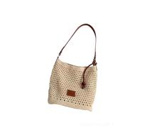 WildOath Sac à bandoulière tissé pour femme - Sac à main bohème creux avec fermeture magnétique et poche zippée secrète, sac de plage spacieux pour tablette/parapluie (sangle réglable)