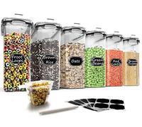 Wildone - Ensemble de 6 récipients hermétiques avec contenance de 4 L et couvercle anti-fuites noir pour céréales et aliments secs (sucre, farine, etc.)