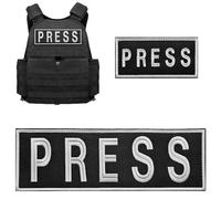 WILDREEDS Lot de 2 écussons brodés pour gilet de presse, photographe, gilet d'armure corporelle, sac à dos tactique