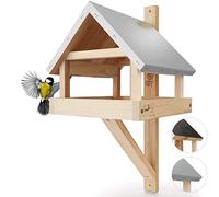 Wildtier Herz I Mangeoire Murale pour Oiseaux à Placer sur Un Mur avec Toit en Zinc - en Bois Massif I Mangeoire Oiseaux Exterieur Facile D'installation - Mangeoires pour Oiseaux Sauvages Premium.