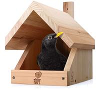 Wildtier Herz I Nichoir pour Merle en Bois Massif Vissé - Résistant Aux Intempéries & Non Traité - Maison pour Oiseaux Semi-cavernicoles - Nichoir Oiseaux Exterieur Premium - Nichoir Mesange.