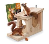 wildtier herz | Mangeoire Écureuil en Bois Massif I Distributeur de Nourriture - Imperméable et Résistant aux Intempéries - Mangeoire pour Écureuils