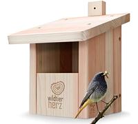 wildtier herz Nichoir Oiseaux Exterieur pour Rouge Gorge & Co. en Bois Massif - Nichoir Mesange Vissé & Résistant Aux Intempéries, Demi-Niche & Demi-Grotte, Maison Oiseaux Exterieur.