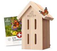 wildtier liebe Maison à papillons - Résistant aux intempéries et non traité - En bois massif - Hôtel à insectes - Papillons - Pour le jardin, le balcon