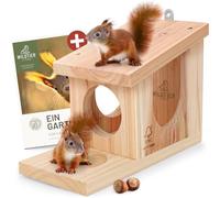 wildtier liebe Mangeoire pour écureuil - Maison de jeu résistante aux intempéries I Mangeoire en bois massif vissé I Mangeoire écureuil Kobel