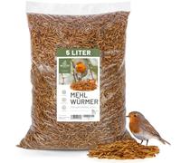 wildtier liebe Nobles vers de farine séchés - 5 l - Vers de farine séchés pour oiseaux et hérissons - Snack pour insectes, nourriture pour oiseaux, hérisson - Nourriture anti-insectes de qualité