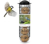 wildtier liebe Support de boules de graisse 31 cm, noir, mangeoire pour oiseaux, en métal inoxydable, colonne d'alimentation, silo pour oiseaux sauvages, alimentation toute l'année