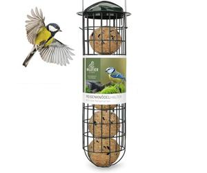 wildtier liebe Support pour boules de graisse, 31 cm, vert - Distributeur de nourriture pour oiseaux en métal inoxydable - Mangeoire pour oiseaux sauvages - Alimentation toute l'année