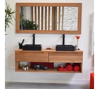 Wildwater Meuble sous Vasque Suspendu en Teck Massif 140 cm, Khartane