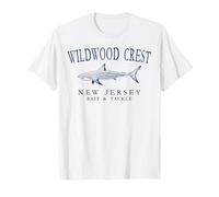 Wildwood Crest New Jersey Shark Lettres arquées Bleu marine T-Shirt