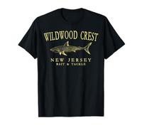 Wildwood Crest New Jersey Shark Lettres jaunes arquées rétro T-Shirt