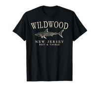 Wildwood New Jersey Lettres de pêche au Requin Blanc Antique T-Shirt