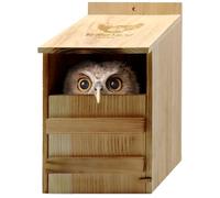 WildYard Hibou House - Bois de cèdre - Déjà assemblé - Nichoir préconstruit - Facile à accrocher et à nettoyer - Comprend des copeaux de bois et des vis - Abri extérieur pour la faune sauvage