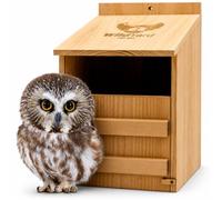 WildYard Nichoir à Chouette Effraie - Grand, Cèdre, Préassemblé | Nichoir à chouettes traditionnel en cèdre avec porte frontale pour un nettoyage facile, attire chouettes et oiseaux.