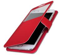 Wileyfox Swift 2x Housse Etui Folio À Fenêtres Rouge De Qualité By Ph26