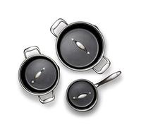 Wilfa EGO Produre Pro Lot de 3 casseroles - pour toutes les cuisinières, 1,5 L / 3,5 L / 5 L, revêtement céramique anti-adhésif, argenté