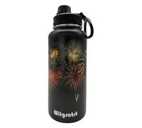 Wilgrotst Bouteille d'eau Acier Inoxydable avec Paille 946 ml, Gourde Isotherme avec 3 Couvercles et poignée Interchangeables, Sans BPA, Étanche, Idéale pour Sport, Randonnée, Camping, Feux d'artifice