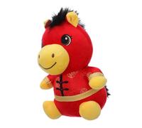 Wilgure Année des chevaux Signe du zodiaque Poupée en peluche symbolise la chance et la prospérité Rembourrage en coton doux Décoration de bureau à domicile Cheval porte-bonheur Animal en peluche