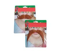 Wilgure Lot de 2 faux moustaches Colle Nouveauté Costume de barbe poilu Soins du visage pour Halloween Fête de Noël Fournitures de décorations Colle Nouveauté Fausse moustache, 002 + 006, taille