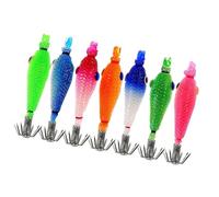 Wilgure Lot de 7 appâts artificiels durs - Pieuvre lumineuse - 5 à 5 cm - Pour la pêche en eau salée - Multi-usages - Hameçons de pêche lumineux