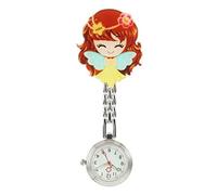 Wilgure Montre d'infirmière à clip de dessin animé Mouvement Infirmière Montre suspendue Belle infirmière Docteur Clip Convient aux travailleurs de la santé Montre d'infirmière légère, Flower Fairy