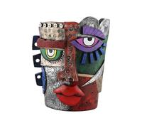 Wilgure Visage abstrait, œuvre d'art faite à la main, trou de drainage inclus, ne se décolore pas, convient pour l'intérieur et l'extérieur, jardinière d'intérieur et d'extérieur