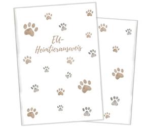 Wilhelm Fell Couverture de carte d'identité pour animal de compagnie personnalisable avec nom ou date de naissance, idée cadeau personnelle pour les propriétaires d'animaux, beige, EU-Heimtierausweis