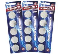 Wilhelm Lot de 15 piles bouton au lithium CR2450 3 V 600 mAh, ø24,5 x 5 mm