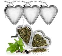 Wilhelm Sell® 4x Infuseurs à Thé en Acier Inoxydable - Boule en Forme de Cœur Ø 5,5 cm - Filtre à Thé, Herbes & Épices avec Chaîne - Maille Fine Facile à Nettoyer