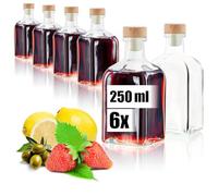 Wilhelm Sell® 6x Bouteilles en Verre 250 ml avec Bouchon, Flacons Vides à Remplir d’Huile, de Vinaigre ou de Spiritueux