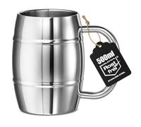Wilhelm Sell® Grand mug isotherme 500 ml en acier inox 304 - chope isolante à double paroi - gobelet solide pour camping, voyage, extérieur et maison - sans BPA, durable (500 ml - 1 pièce)