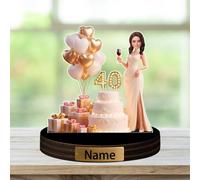 WILINNI Personnalisé 40E Anniversaire Dessin Animé Portrait Bureau Ornement Personnalisé Nom Bureau Décoration Cadeau Pour Maman Femme Famille Anniversaire Noël Anniversaire (style 14)