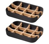 Wilitto 1/2 pièces Porte-Savon en Bambou, Barre de Drainage Auto-drainante, Porte-Savon carré avec égouttoir en Bois Amovible pour Douche, Salle de Bain, évier de Cuisine Blanc 2pcs
