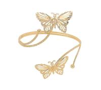 Wilitto Arm Jewelry Bracelet ouvert réglable en forme de papillon creux Couleur unie Décoration florale antidérapante pour femme, Métal, Pierre secondaire
