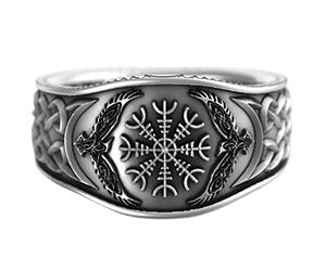 Wilitto Bague en argent large pour homme, alliage d'aigle, boussole sculptée, accessoires de bijoux, US 9, alliage