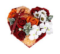 Wilitto Boîte de Fleur Artificielle Boîte de Fleur de Forme de Coeur réaliste Rouge