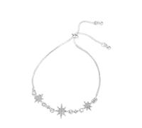 Wilitto Bracelet d'amitié avec pendentif en forme de cœur et de lune en oxyde de zirconium réglable pour la plage, le mariage, la danse, la fête - Argent F