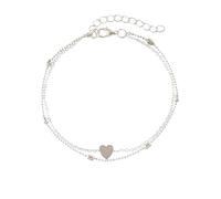 Wilitto Bracelet de cheville en cuivre pour femme - Chaîne creuse double couche réglable en forme de cœur - Clip de homard léger - Décoration de cheville ronde argentée, Round, Cuivre, Pierre
