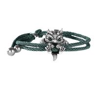 Wilitto Bracelet dragon en argent mignon, bracelet réglable, bijoux animaux, porte-bonheur créatif perles de dragon, tendance, accessoire poignet hip-hop, Vert