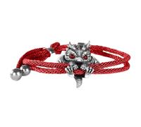 Wilitto Bracelet dragon en argent mignon, bracelet réglable, bijoux animaux, porte-bonheur créatif perles de dragon, tendance, accessoire poignet hip-hop, Rouge