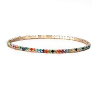 Wilitto Bracelet élégant en strass multicolores pour femme - Avec perles de tennis en cristal - Fil extensible - Tendance, Strass, Pierre secondaire