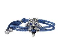 Wilitto Bracelet en argent mignon en forme de dragon, bracelet en argent ajustable en forme de dragon, bijou animal, bracelet créatif en perles de dragon porte-bonheur, bracelet tendance hip-hop