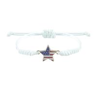 Wilitto Bracelet patriotique pour le jour de l'indépendance - Bijoux Américains 4 juillet - Pendentif en forme de drapeau - Cordon de serrage réglable, Métal, Pierre secondaire