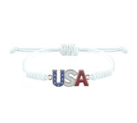 Wilitto Bracelet patriotique pour le jour de l'indépendance - Bijoux Américains 4 juillet - Pendentif en forme de drapeau - Cordon de serrage réglable, Métal, Pierre secondaire