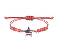 Wilitto Bracelet patriotique pour le jour de l'indépendance - Bijoux Américains 4 juillet - Pendentif en forme de drapeau - Cordon de serrage réglable, Métal, Pierre secondaire