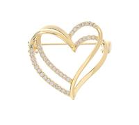 Wilitto Broche en forme de cœur durable avec double cœur - Broche élégante en alliage pour femme - Accessoire polyvalent de mariage, Métal, Pierre secondaire