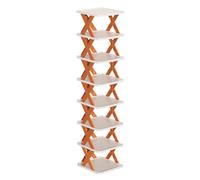 Wilitto Étagère à chaussures fine en plastique à 5/6/7/8 niveaux, grande étagère à chaussures verticale, peu encombrante, tour à chaussures pour entrée, placard 8
