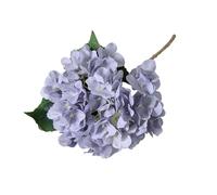 Wilitto Faux hortensia avec feuilles vertes artificielles décoratives - Fleurs réalistes - Pour mariage, maison, bureau, centre de table, arrangement floral - Gris