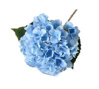 Wilitto Hortensia artificiel avec feuilles vertes - Décoration de tige réaliste - Pour mariage, maison, bureau, centre de table, arrangement floral - Bleu ciel